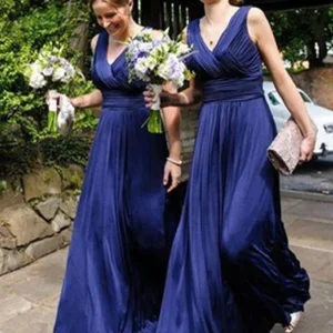 Wedding Party Dresses import placeholder for v neck long royal blue a line pleats bri 160220774