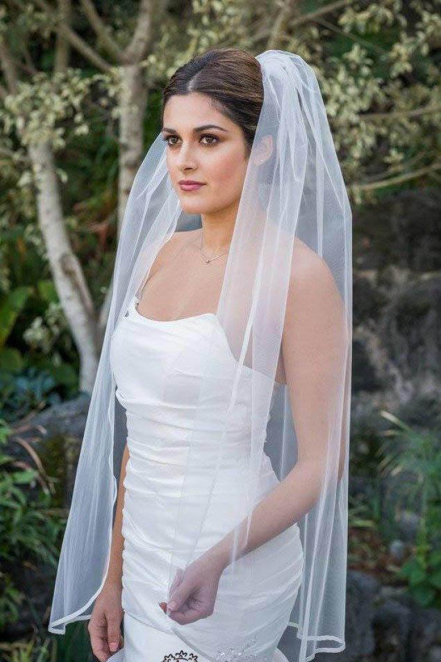 1t layer fingertip length tulle wedding veil with satin trim edge wv3 1t layer fingertip length tulle wedding veil with satin trim edge wv3